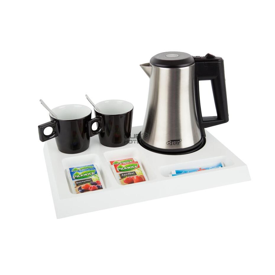 Wood White Signum Tray With Star Kettle